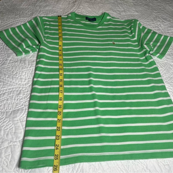 Polo by Ralph Lauren Green&White Striped Short Sleeve Tee Pique Cotton Size16/18 - Picture 8 of 8
